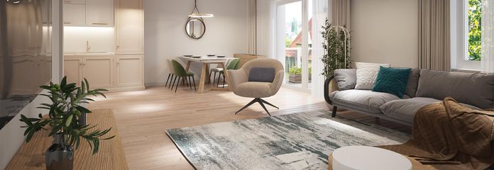 Appartement neuf de 3 pièces avec 84m² de surface habitable et un grand balcon – Wohnen Essen Küche