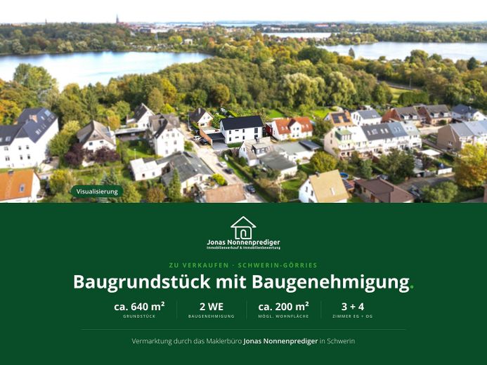 Baugrundstück mit Baugenehmigung für ein Wohnhaus mit 2 WE - für den Käufer provisionsfrei – Baugrundstück Schwerin-Görries
