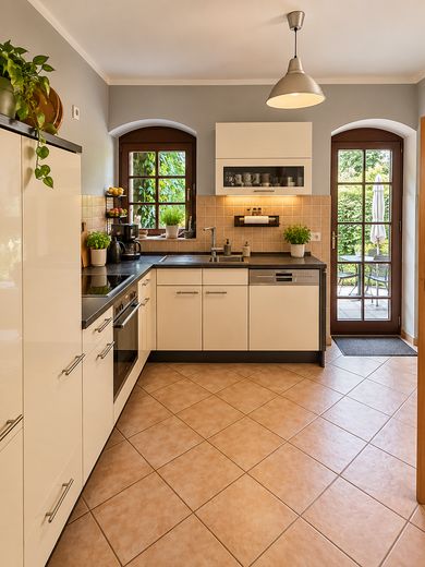Idylisches Fachwerkhaus im Grünen mit eigenem Gartenanteil – Küche