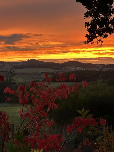 Fereinhaus Anwesen in exponierter Aussichtslage auf einem Höhenzug nahe Nürburgring provisionsfrei – Sonnenuntergang 