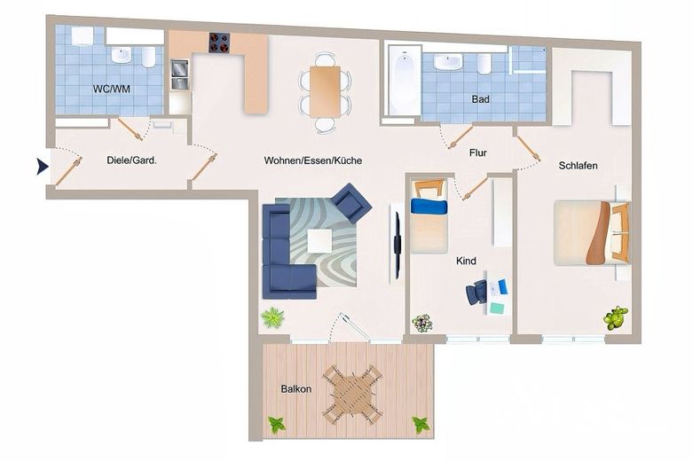 Posizione eccellente! Appartamento di 3 locali con balcone e posto auto in autorimessa sotterranea a Berlin Mitte – Grundriss