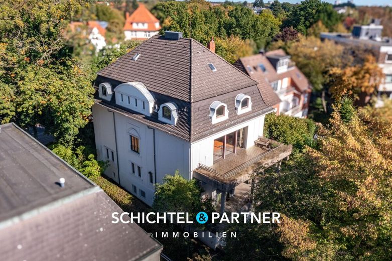 Schwachhausen | Historische Kaufmannsvilla mit besonderem Charme in Top-Lage – S&amp;P | Vogelperspektive