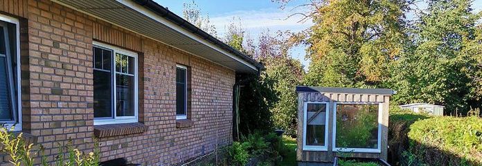 Gewächshaus und Hochbeete