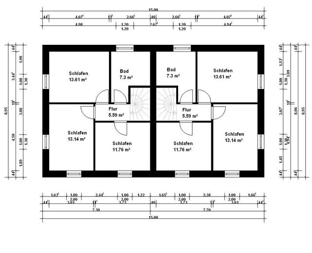 Stadsvilla als KfW-efficiëntiehuis 40, op het zuiden/westen georiënteerd – Obergeschoss