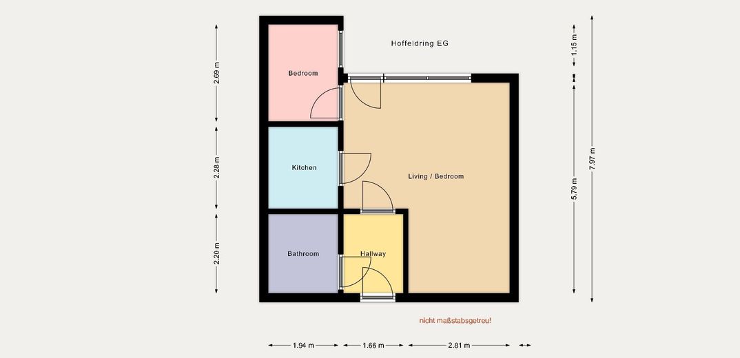 1,5 Zimmer Wohnung mit schöner privater Terrasse, Schwimmbad und Sauna – Grundriss