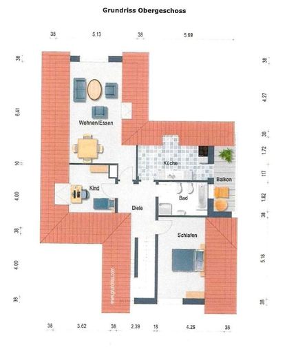Gehobenes Ein- / Zweifamilienhaus im Landhausstil in ruhiger Lage – Grundriss OG