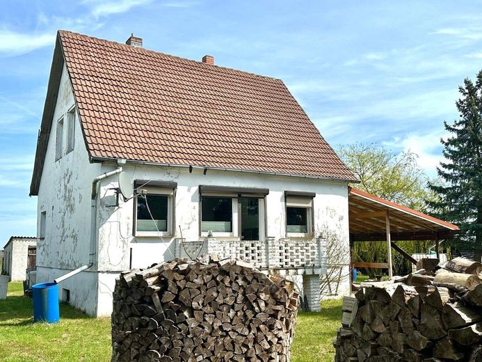 HORN IMMOBILIEN ++ Alleinlage gesucht? Einfamilienhaus, voll unterkellert in Gehren bei Strasburg – Hausansicht