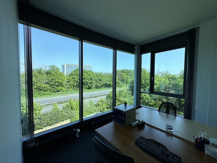 MARIENBORN: Helles, modernes Büro (€ 12,50/qm) gegenüber ZDF mit optimaler Anbindung – Ausblick Fensterfront