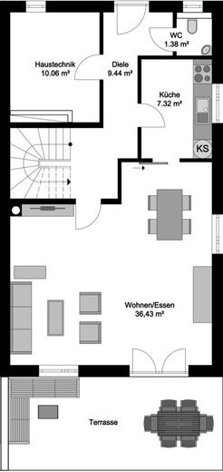 Top-Lage im 3er-Ensemble: Familienfreundliches Reihenendhaus in Obing/Frabertsham – ERDGESCHOSS
