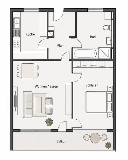 PROVISIONSFREI | Modernisierte 2-Zimmer-Wohnung mit Fernblick, großem Balkon & Einzelgarage – Grundriss