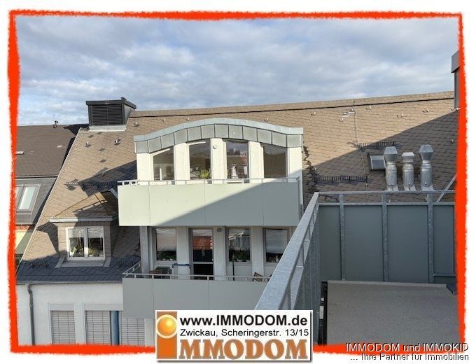 Appartement in Zwickau mit BALKON, EINBAUKÜCHE und Personenaufzug im Dachgeschoss zu vermieten! – Balkon