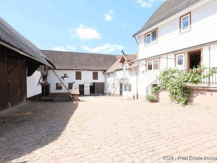 Residential house, large garage, former horse breeding with 9 box stalls, 2 barns, storage hay lofts in the three-sided courtyard.. – Photo 1