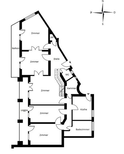 Außergewöhnliche 248 qm große Maisonette-Wohnung (4.OG & DG) mit Terrasse/Balkon/Loggia nahe Ku´damm – 4. OG