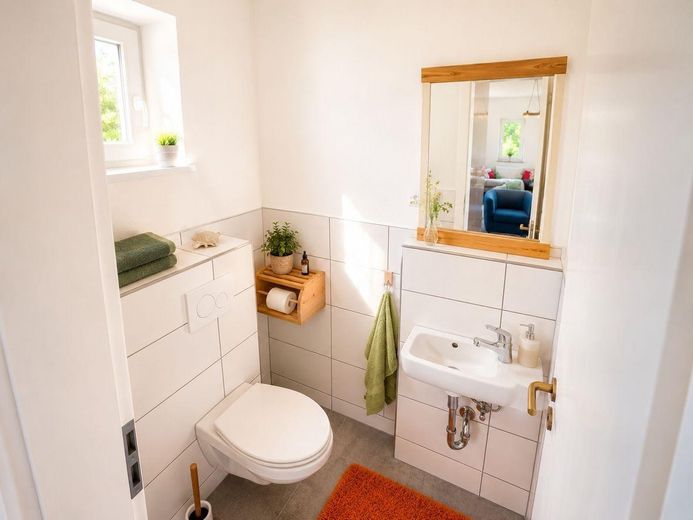 Seegut Blaue Blume – Herrenhaus, Wohnhaus & See in der Uckermark – Wohnhaus Toilette
