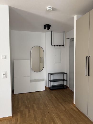Moderne, vollmöblierte 1,5-Zimmer-Wohnung mit Stellplatz zu vermieten – ab sofort verfügbar – Diele