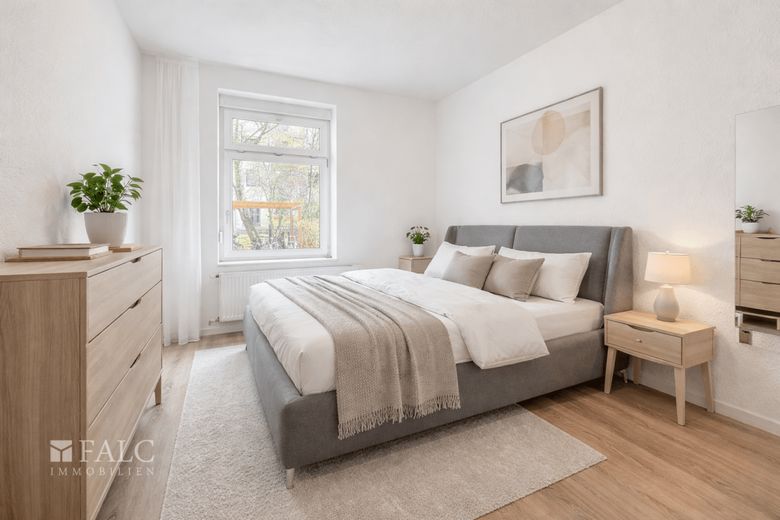Altbauperle in Stadtfeld-Ost: Charmante 3-Zimmer-Wohnung mit Balkon &amp; Wertsteigerungspotenzial – Schlafzimmer virtuell eingerichtet