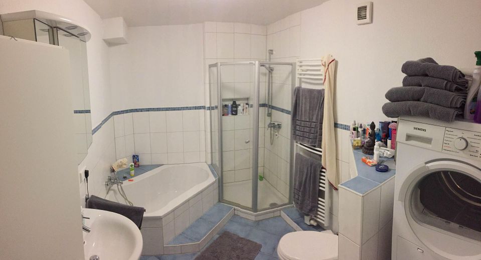 Nußloch, Singlewohnung, Alter Berg, Hanglage, 2 ZKB, große Terrasse – Badewanne und Dusche