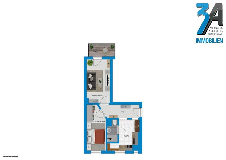 2-pokojowe mieszkanie z balkonem w poszukiwanej lokalizacji Steintor! – Grundriss