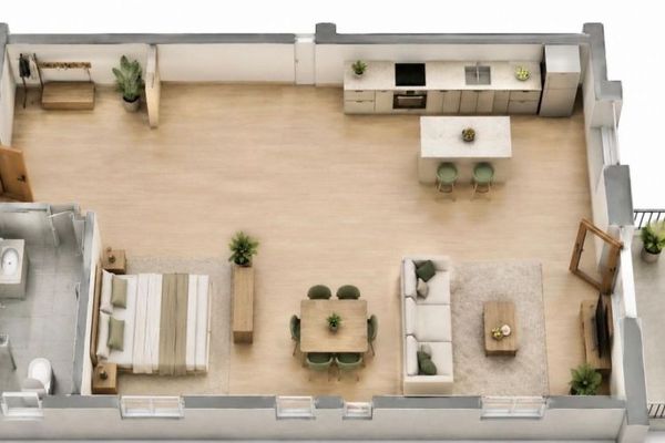 Moderne 1 Zimmer Wohnung mit Balkon