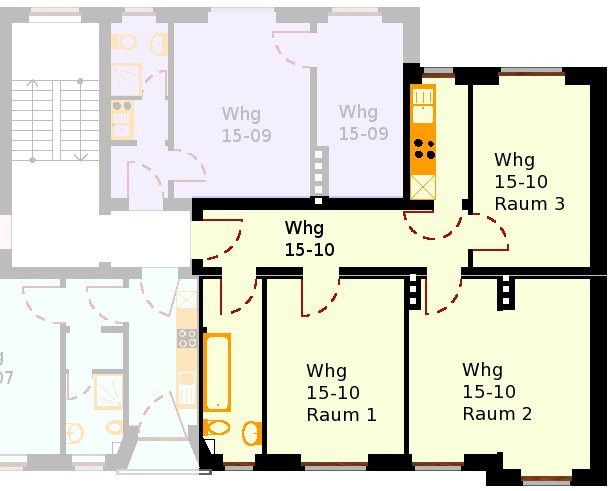Helle Wohnung 15-10 in der Nähe der Uni – Grundriss