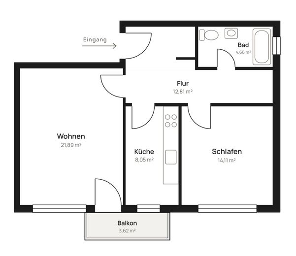 Bright 2-room apartment with balcony in a prime location – Photo 9