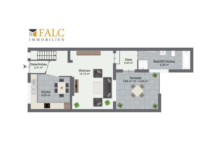 Attraktives Reihenhaus mit Terrasse, Garten und zahlreichen Extras - FALC Immobilien – Erdgeschoss