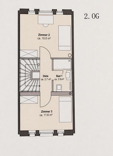 Modernes Townhouse im historischen Herzen von Potsdam mit Terrasse & TG-Stellplatz – Zweites OG