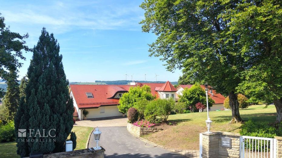 Repräsentatives Anwesen mit Wellnessbereich und eigenem Waldbestand - FALC Immobilien – Breite Einfahrt
