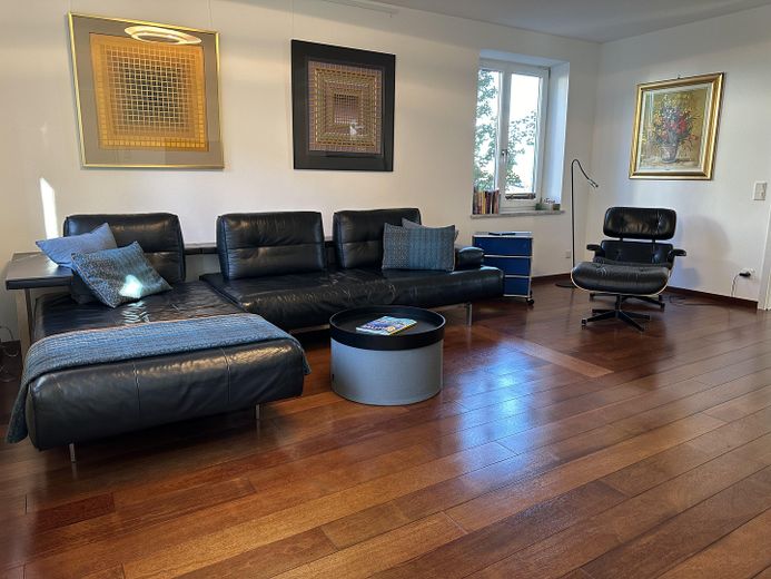 Hochwertiges Einfamilienhaus mit Berg- und Seeblick Nähe  Prien – Wohnzimmer