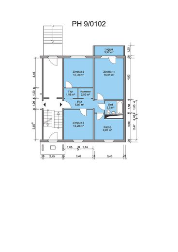 Frisch renovierte und helle 3-Zi. Whg. mit Balkon in Walddrehna – Grundriss