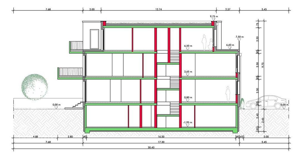 4 Zi.-Whg im OG mit Balkon / Grundriss variabel / mit Fahrstuhl – Schnitt 2