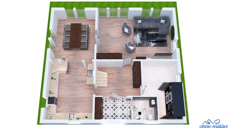 3-D Grundriss EG, Konzeptstand