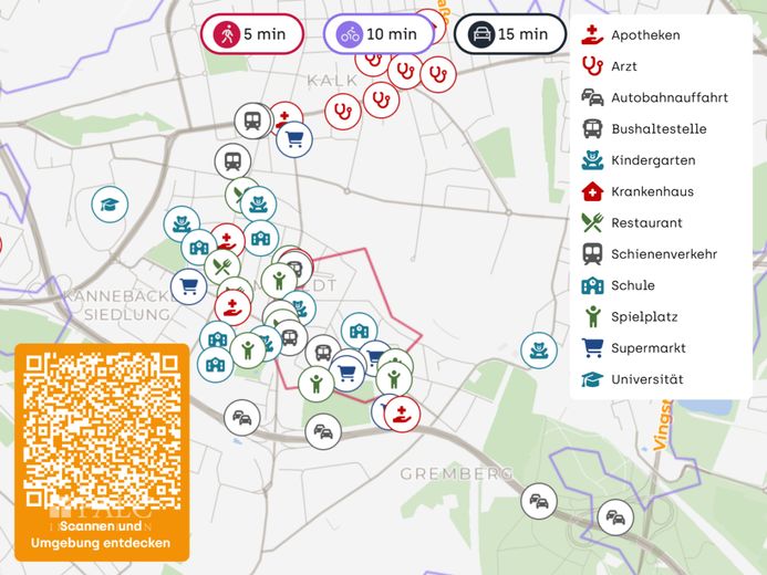 Sofort bezugsfrei - Attraktive 3-Zimmer-Wohnung mit Balkon in Köln-Humboldt/Gremberg – Makro Lageplan