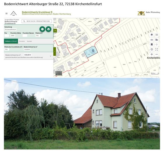 Charmantes Fachwerkhaus in ruhiger Ortsrandlage mit Scheune, Doppelgarage und großem Grundstück – Richtwert und Hausansicht SW