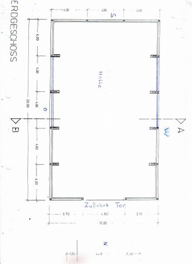 Grundriss Halle 20 x 12 m