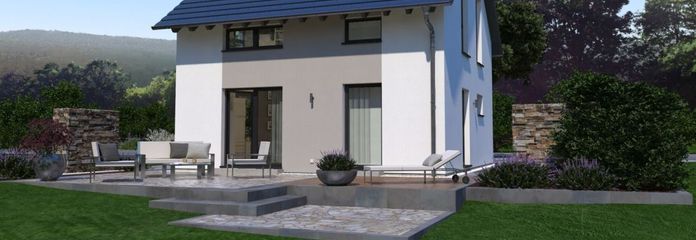 Modernes Wohnen neu definiert: Zeitlose Architektur trifft auf höchsten Komfort. – Ansicht Garten