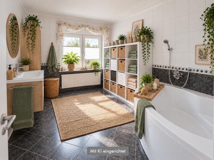 Architekten-Bungalow mit großem Grundstück und Baupotenzial – Badezimmer neu eingerichtet 