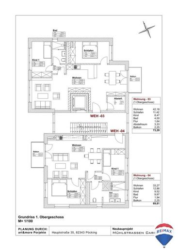 Zukunftswohnen in Naila *NEUBAU* - barrierefrei und zentral – Grundriss 1.OG