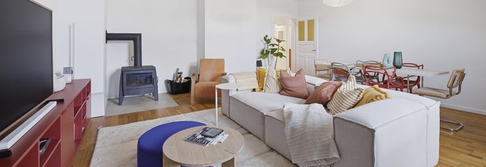 Wohnzimmer mit neuem Kaminofen