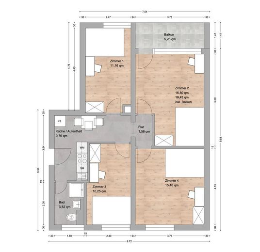 WG-Zimmer mit Charakter sucht eine neue Bewohnerin ( FRAUEN WG !!! ) / Eduard-Spranger-Straße 16, München / WE51 / 7.OG / Zi.3 – Photo 4