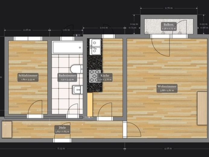 Klinikviertel-Renoviert 2 Zimmer, Küche m. EBK, Bad 53 m² Wilhelmstr. – Foto 1