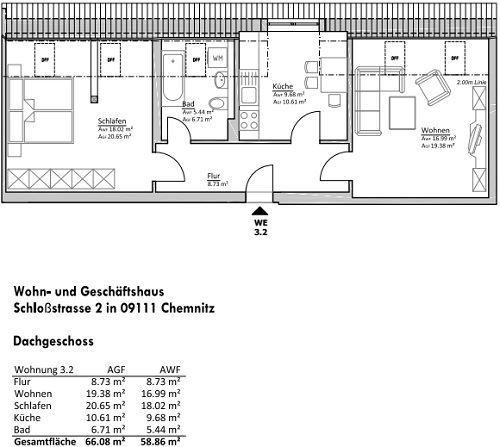 Große DG 2-Zi.mit Wanne, SP und Lam. im Zentrum! – gr_dgmi