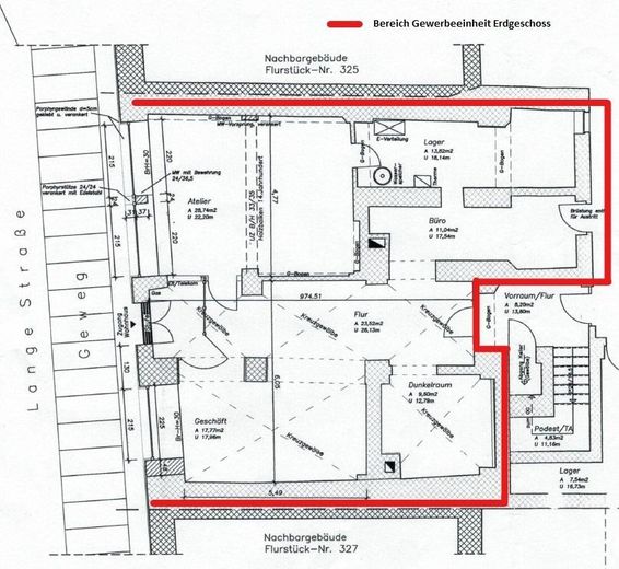 Grundriss Gewerbeeinheit EG