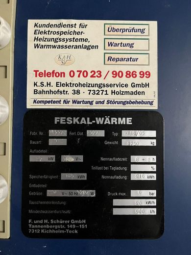 Typenschild Heizungsanlage
