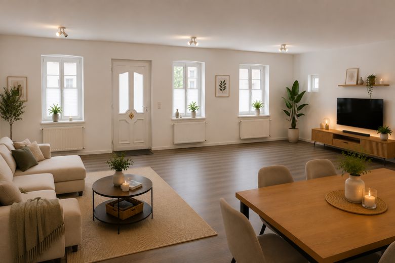 Bahçeli, yüksek standartlı 3 odalı daire – Homeoffice için de ideal – Wohn- und Esszimmer 