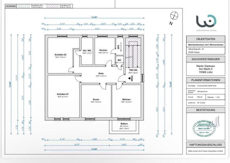 Großzügige Wohnung in stilvoller Altbauwohnung mit Balkon & Garten – Grundriss 1. Obergeschoss, Ori