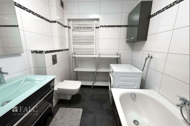 gemütliche Familienwohnung: 4 Zimmer mit Wintergarten, zwei Loggien &amp; Tiefgaragenstellplatz – Badezimmer