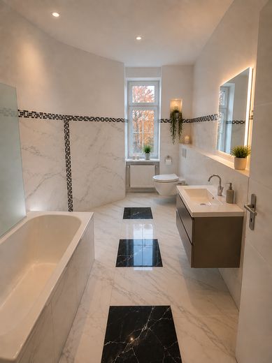 3-Zi. Wohnung + Balkon + Keller + Garten + Aufzug – Bad mit Wanne + Dusche