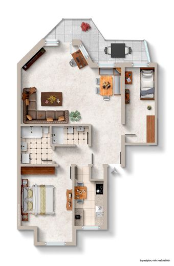 Lichtdurchflutete 3-Zimmerwohnung mit Balkon und Tiefgaragenstellplatz – Grundriss Wohnung