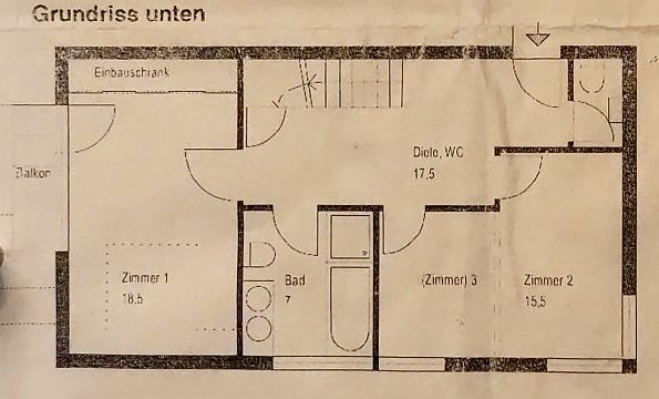 3-Zimmer Maisonette Wohnung in Stuttgart Süd mit grosser Terrasse, Aussicht und Garage – Grundriss unten